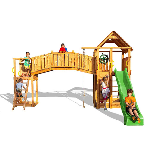 Aire de jeux en bois Rainbow Fortress Tip multiactivités de Fungoo