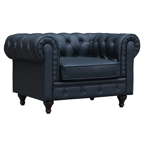 Habitat Et Jardin Fauteuil Chesterfield Aliza - 111 x 82 x 70 cm - Noir