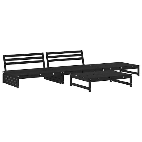 Maison Chic Salon de jardin 4 pcs - Table et chaises d'extérieur - Mobilier/Meubles de jardin Moderne noir bois massif de pin -MN40084