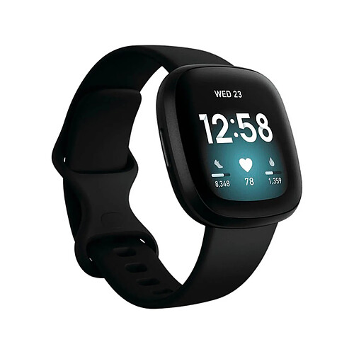 Fitbit Versa 3 en Aluminium Noir et Bracelet Noir