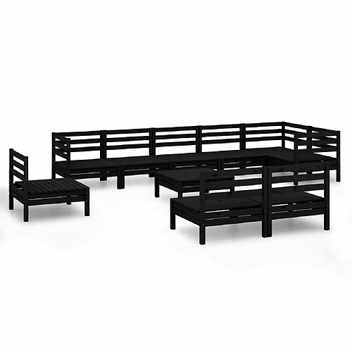 Maison Chic Salon de jardin 10 pcs - Table et chaises d'extérieur - Mobilier/Meubles de jardin Moderne Bois de pin massif Noir -MN68505