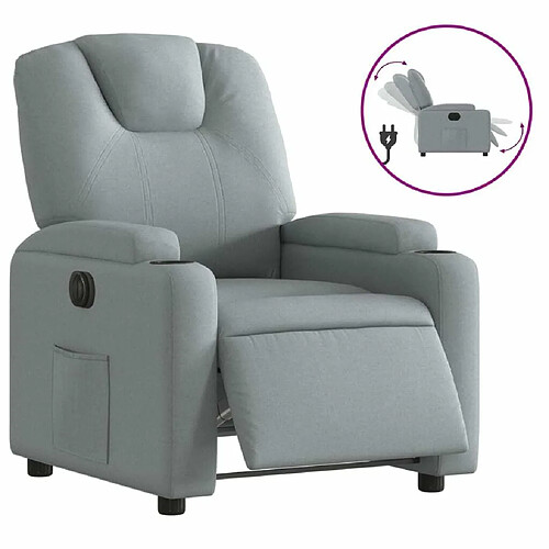 Maison Chic Fauteuil Relax pour salon, Fauteuil inclinable électrique Gris clair Tissu -GKD83706