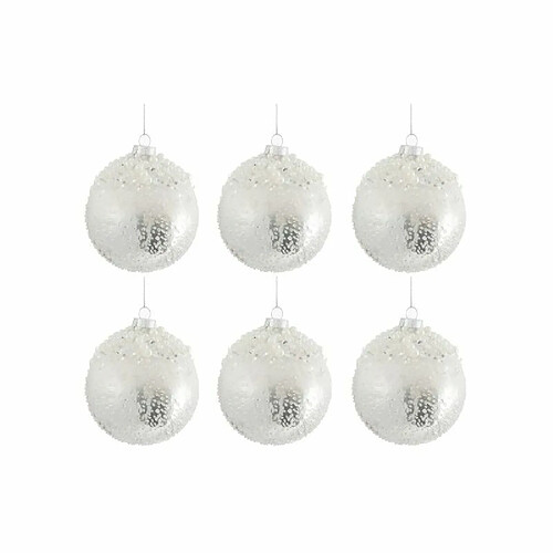 Paris Prix Lot de 6 Boules de Noël Perle 29cm Argent & Blanc