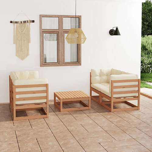 vidaXL Salon de jardin 5 pcs avec coussins Bois de pin massif