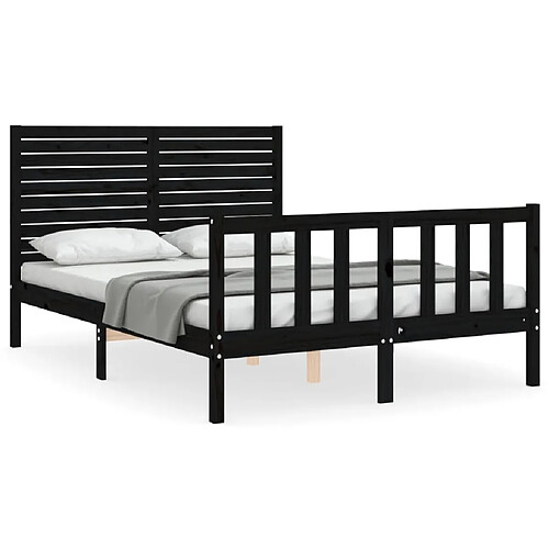 Maison Chic Cadre/structure de lit avec tête de lit pour adulte - Lit Moderne Chambre noir double bois massif -MN52233