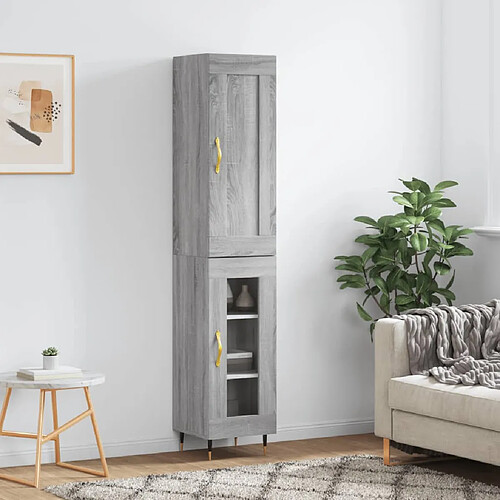 vidaXL Buffet haut Sonoma gris 34,5x34x180 cm Bois d'ingénierie