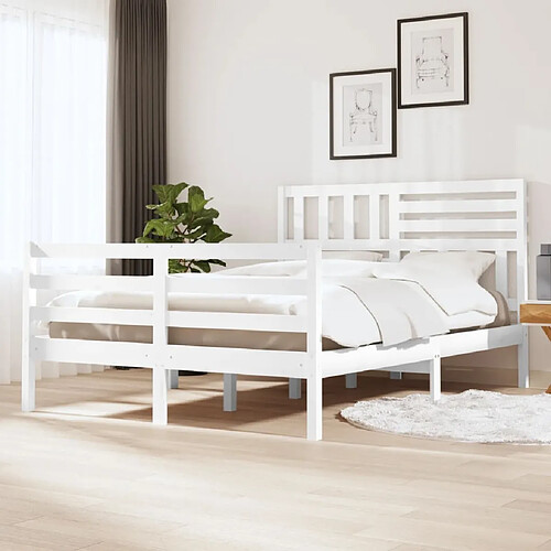 vidaXL Cadre de lit sans matelas blanc 120x190 cm bois massif