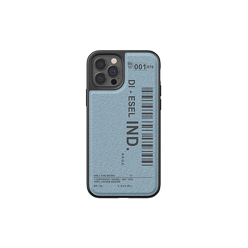 Diesel Coque pour Apple iPhone 12 / 12 Pro Gamme Barcode Denim en TPU Bleu