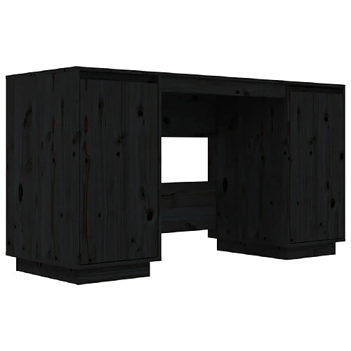 Maison Chic Bureau,Table de travail pour chambre noir 140x50x75 cm bois massif de pin -GKD29108