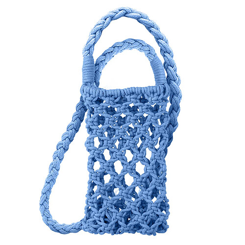 Avizar Sac Bandoulière pour Smartphone en Crochet Tressé Série TressBag Bleu