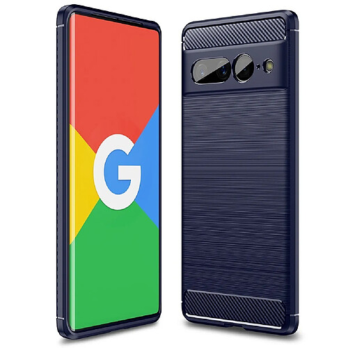 Htdmobiles Coque pour Google Pixel 7 Pro 5G - housse etui silicone gel carbone + film ecran - BLEU FONCE