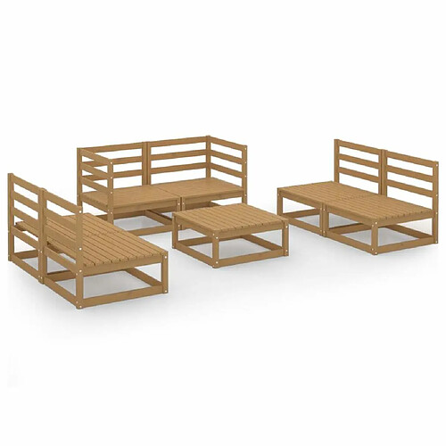 Maison Chic Salon de jardin 7 pcs - Table et chaises d'extérieur - Mobilier/Meubles de jardin Moderne marron miel bois de pin massif -MN58769