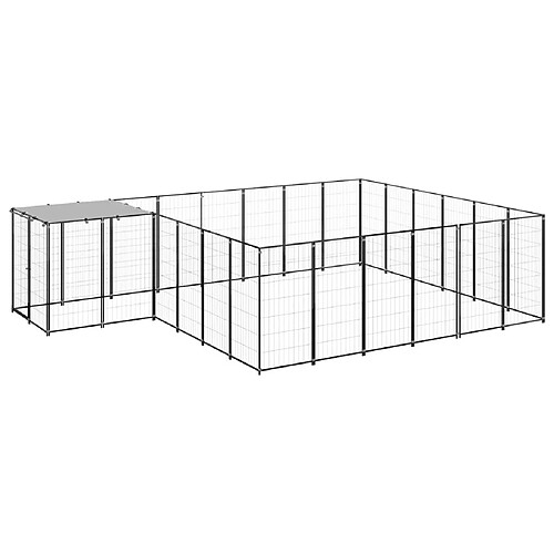 Helloshop26 Chenil extérieur cage enclos parc animaux chien 12,1 m² 110 cm acier noir 02_0000493