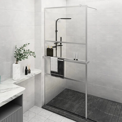 Maison Chic Paroi de douche | Écran de douche | Cloison de douche et étagère Chrome 100x195cm Verre ESG&Aluminium -GKD93956