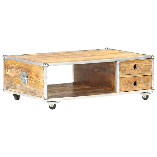 vidaXL Table basse 89x59x33 cm Bois massif de manguier brut