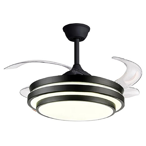 Ventilateur de plafond SELENE noir, 4 pales escamotables, 72W LED 3000|4000|6000K, H35xP.108/50cm