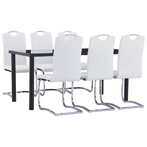 vidaXL Ensemble de salle à manger 7 pcs Similicuir Blanc