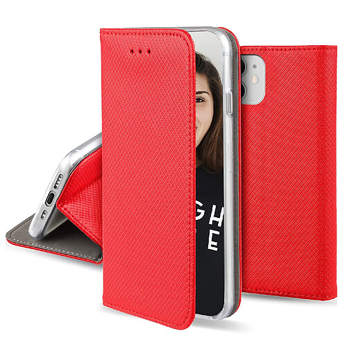 JAYM - Etui Folio Rouge compatible avec [SAMSUNG GALAXY A16 4G / 5G] – Fermeture Magnetique – Fonction cinéma Stand – Rangement cartes inclus