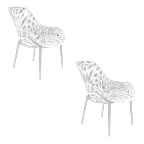 Toilinux Lot de 2 Fauteuils pour table de jardin design Malibu - Blanc