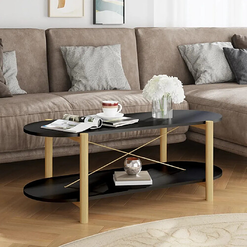 Maison Chic Table basse,Table Console Table d'appoint, Table pour salon Noir 110x48x40 cm Bois d'ingénierie -MN82502