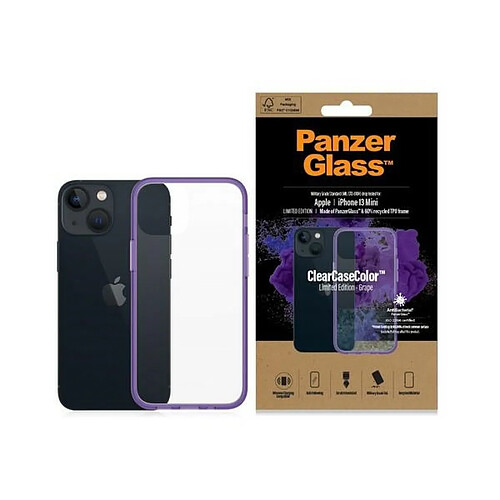 panzerglass coque transparent iphone 13 mini 5.4" antibacterial military grade grape 0327