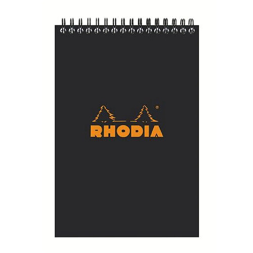 Bloc bureau noir Rhodia spirale 80 feuilles 5 x 5 cm n° 16 format 14,8 x 21 cm - Lot de 5