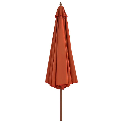 Helloshop26 Parasol mobilier de jardin avec mât en bois 350 cm orange 02_0008130