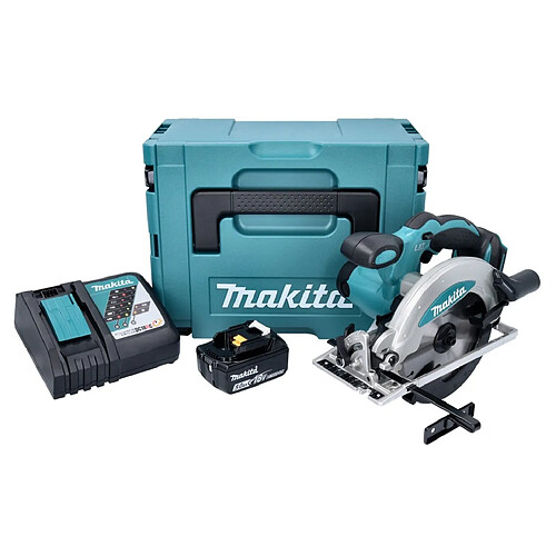 Makita DSS 610 RT1J Scie circulaire à main sans fil 18 V 165 mm + 1x Batterie BL 1850 B 5,0 Ah + Chargeur DC18RC + Coffret Makpac