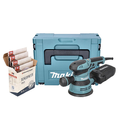 Makita BO 5041 J Ponceuse excentrique 300 W 125 mm + Toolbrothers SPIDER Kit abrasif réseau + Makpac