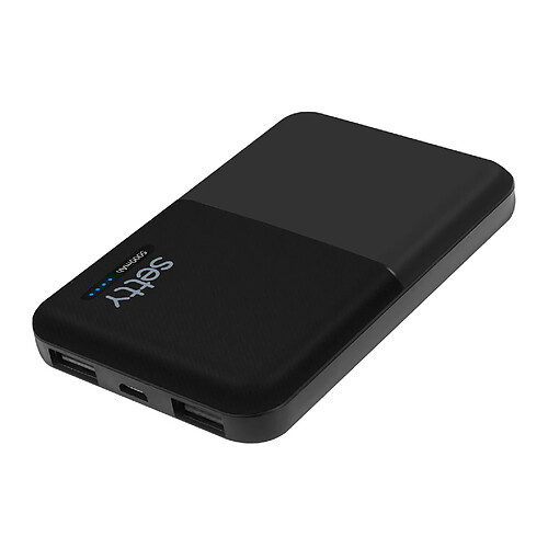 Batterie de Secours 5000mAh 2 Ports de Sortie USB 2A Format Compact Setty Noir