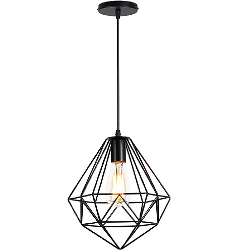 Stoex Plafonnier Antique en Diamant 26CM Noir Suspension Luminaire Moderne Lustre Vintage E27 Pour Loft, Bureau, Intérieur