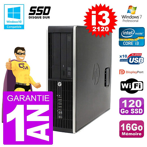 PC HP 6200 SFF Intel i3-2120 RAM 16Go SSD 120Go Graveur DVD Wifi W7 · Occasion