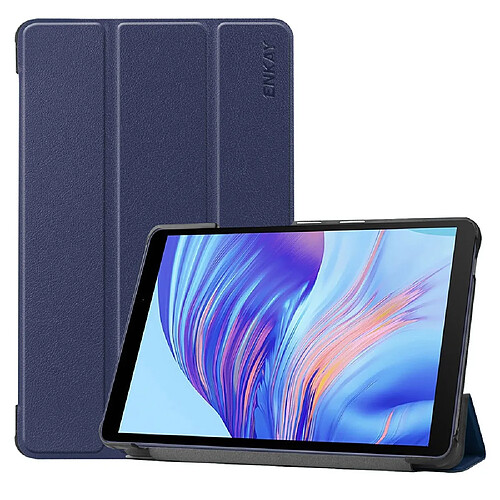 Enkay Etui en PU avec support tri-pliure bleu foncé pour votre Huawei MatePad T8/Honor Tablet X7