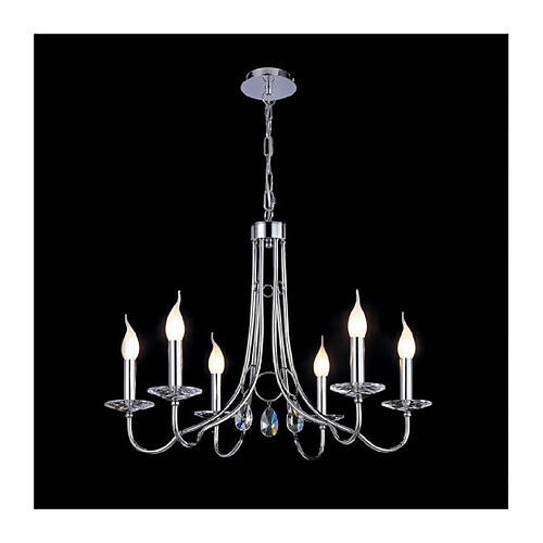 Luminaire Center Suspension Danya rond 6 Ampoules chrome poli/cristal