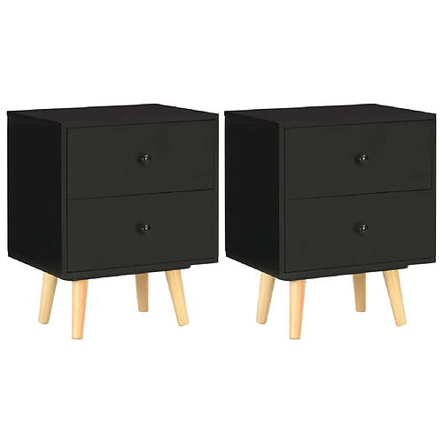 vidaXL Tables de chevet 2 pcs Noir 40 x 30 x 50 cm Pin massif