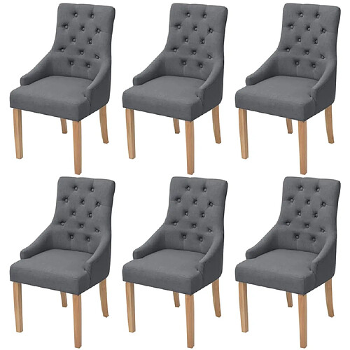 vidaXL Chaises à manger lot de 6 gris foncé tissu