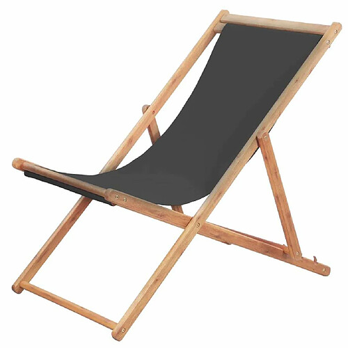 Maison Chic Chaise pliable de plage pour relaxTissu et cadre en bois Gris -GKD67923