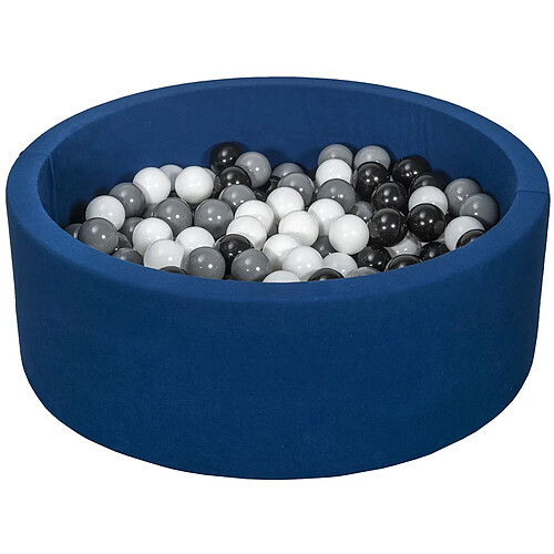 Velinda Piscine à balles Aire de jeu + 300 balles bleu marine noir,blanc,gris