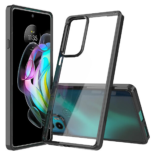 Coque en TPU + acrylique antichoc transparent noir pour votre Motorola Edge 20