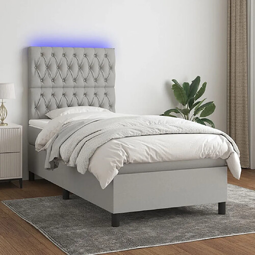 Sommier à lattes et LED,Cadre à lattes de lit avec matelas pour Adulte Gris clair 80x200cm -MN81438