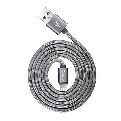 Câble USB Connecteur Apple Lightning Noir - Devia Nylon tressé incassable