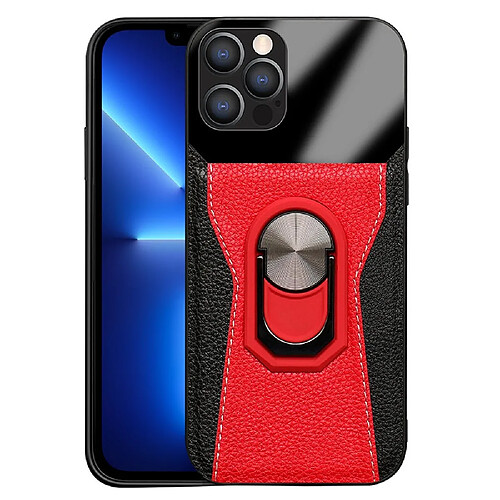 Coque en TPU + PU texture litchi avec béquille pour votre iPhone 13 Pro 6.1 pouces - rouge