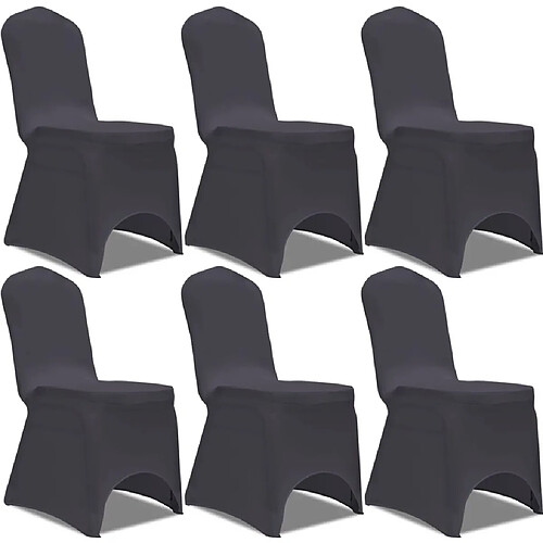 Decoshop26 Housse de chaise extensible 6 pcs anthracite DEC022361