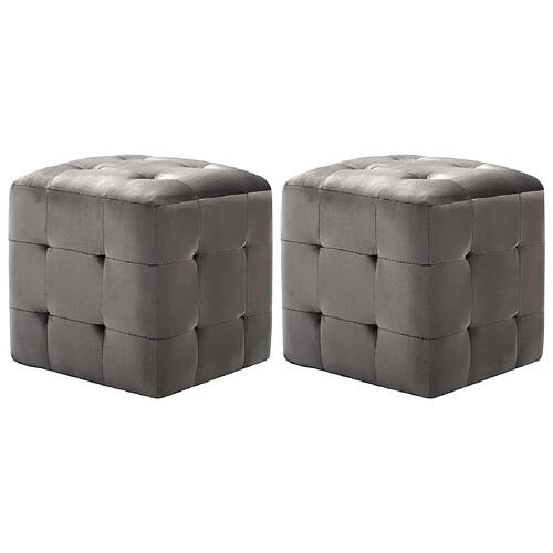 Maison Chic Lot de 2 Tables de chevet,Table de nuit,Table d'appoint pour salon Gris 30x30x30 cm Tissu velours -MN10135