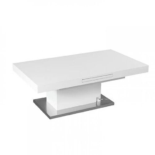 Inside 75 Table basse relevable SET UP WHITE laqué blanc socle acier brossé