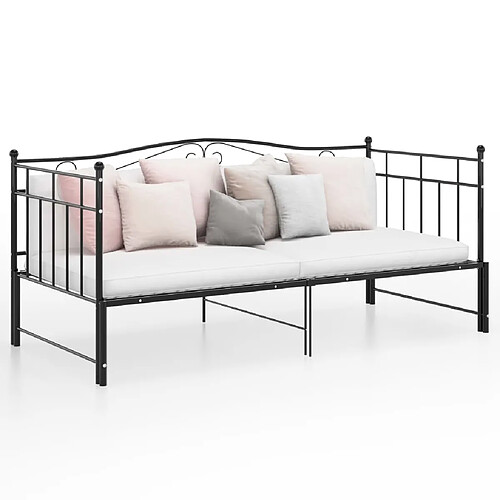 vidaXL Cadre de canapé-lit extensible sans matelas Noir Métal 90x200cm