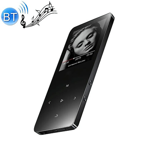 Lecteur MP3 Bluetooth 16GB Ecran Tactile 1.8 Pouces Son Hifi Haut-Parleur Intégré Radio FM + SD 128Go Noir YONIS