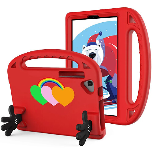 Coque en EVA motif coeur d'amour, anti-chute avec béquille en forme de paume pour votre Samsung Galaxy Tab A 10.1 (2019) SM-T510/T515 - rouge