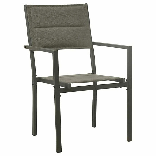 Maison Chic Lot de 2 Chaises de jardin,Fauteuil d'extérieur Textilène et acier Gris et anthracite -MN77718