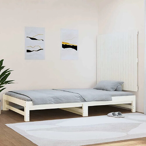 Maison Chic Tête de lit scandinave pour lit adulte,Meuble de chambre murale Blanc 108x3x90 cm Bois massif de pin -MN46031